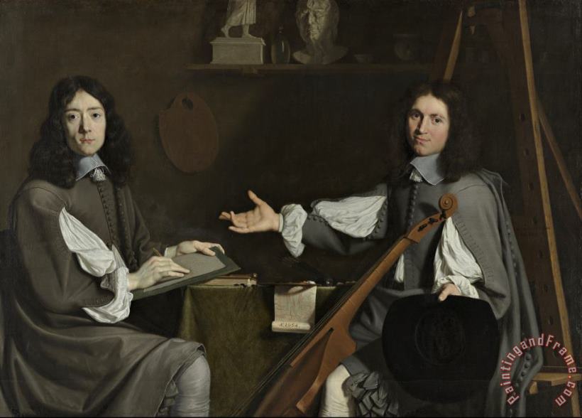 Double Portrait of Both Artists painting - Jean Baptiste de Champaigne and Nicolas de Plattemontagne Double Portrait of Both Artists Art Print