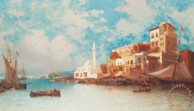 Eastern Harbor painting - Jean Baptiste Henri Durand Brager Eastern Harbor Art Print