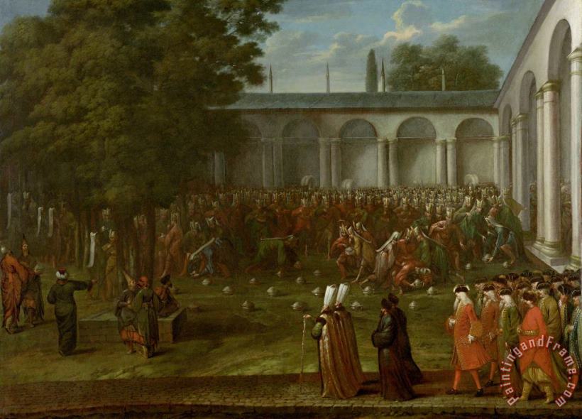 Cornelis Calkoen on His Way to His Audience with Sultan Ahmed III painting - Jean Baptiste Vanmour Cornelis Calkoen on His Way to His Audience with Sultan Ahmed III Art Print