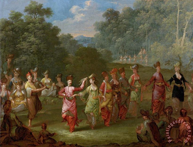 Jean Baptiste Vanmour Greek Men And Women Dancing The Khorra Art Painting
