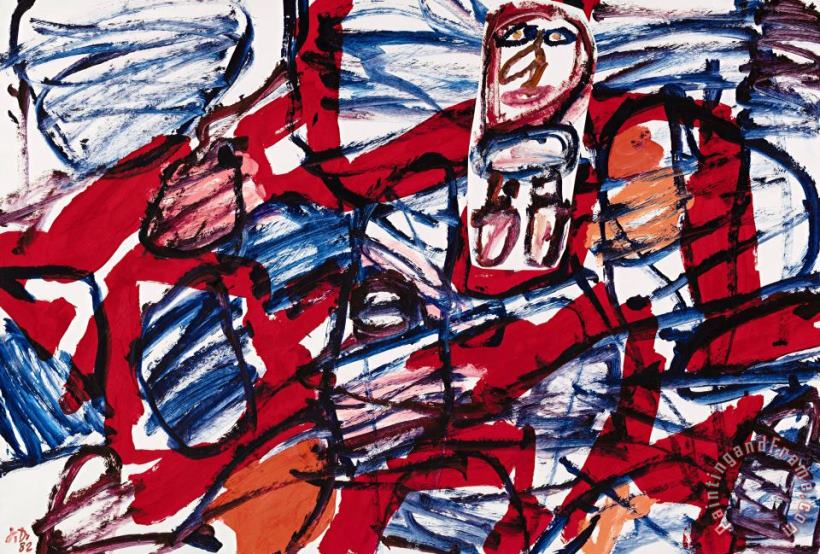 Jean Dubuffet Site Aleatoire Avec Un Personnage, 1982 Art Print