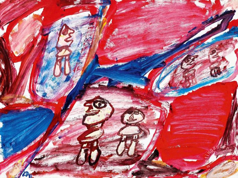 Jean Dubuffet Site Avec 5 Personnages Ii, 1981 Art Painting