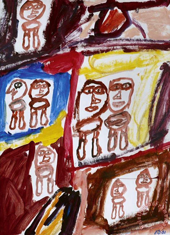 Site Avec 8 Personnages, 1981 painting - Jean Dubuffet Site Avec 8 Personnages, 1981 Art Print