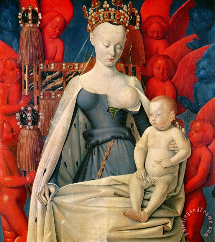 Virgin and Child Surrounded by Angels painting - Jean Fouquet Virgin and Child Surrounded by Angels Art Print