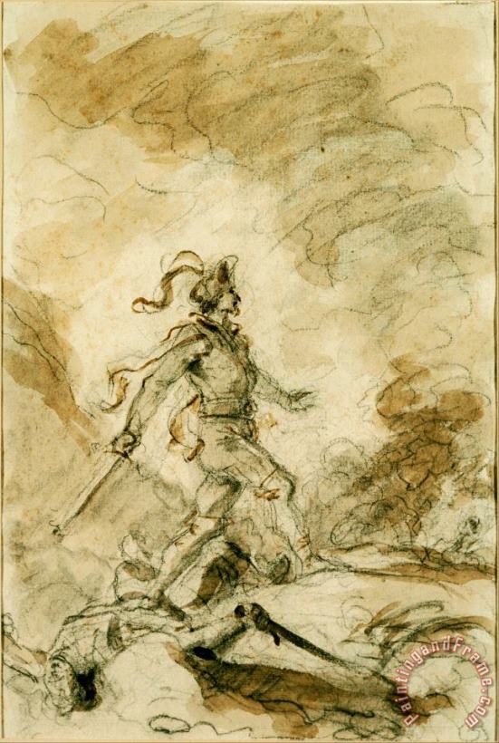 Odorico Kills Corebo And Sets Out in Pursuit of Isabella painting - Jean Honore Fragonard Odorico Kills Corebo And Sets Out in Pursuit of Isabella Art Print