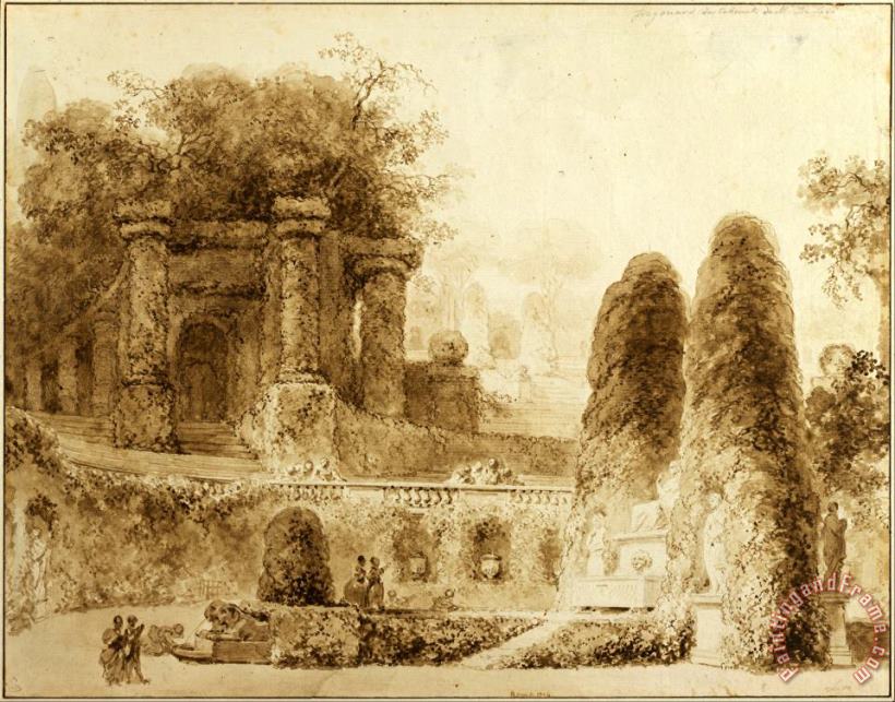 Roman Park with Fountain, 1774 painting - Jean Honore Fragonard Roman Park with Fountain, 1774 Art Print