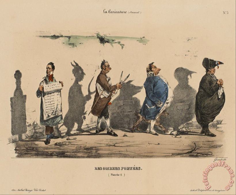 Jean Ignace Isidore Gerard  La Caricature; Les Ombres Portees, No. 5 Art Print