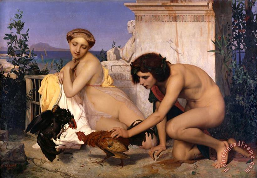 Young Greeks Attending a Cock Fight painting - Jean Leon Gerome Young Greeks Attending a Cock Fight Art Print