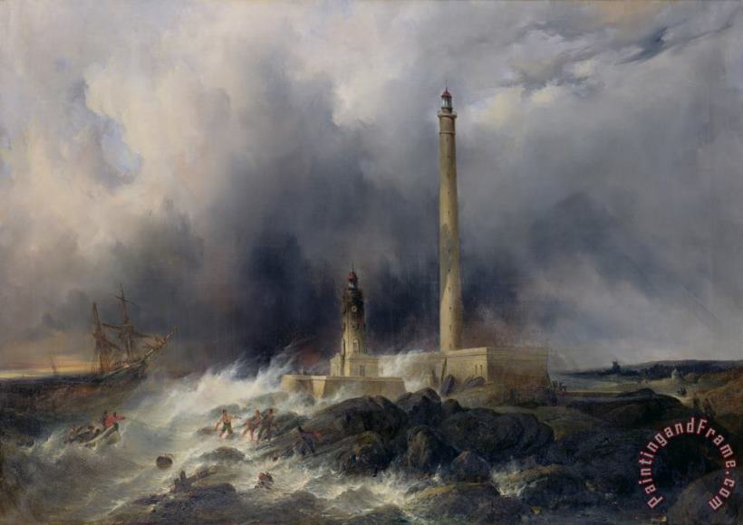 View of the Lighthouse at Gatteville painting - Jean Louis Petit View of the Lighthouse at Gatteville Art Print