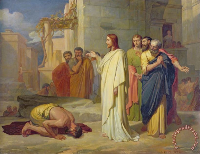 Jesus Healing the Leper painting - Jean Marie Melchior Doze Jesus Healing the Leper Art Print