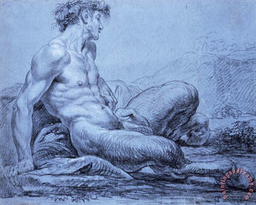 Jean Restout II  A Seated Faun Art Painting