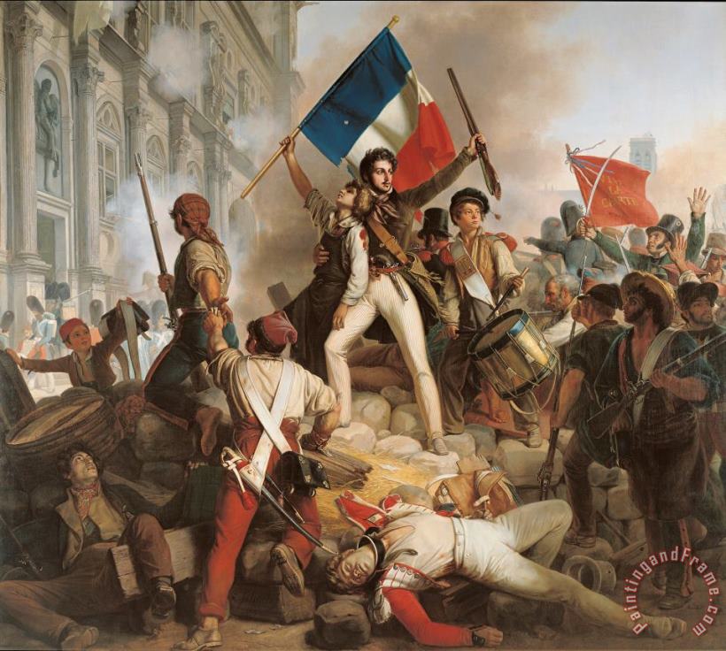 Fighting at the Hotel de Ville painting - Jean Victor Schnetz Fighting at the Hotel de Ville Art Print