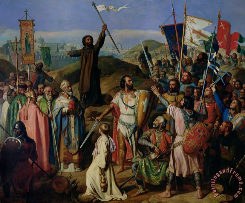 Procession of Crusaders around Jerusalem painting - Jean Victor Schnetz Procession of Crusaders around Jerusalem Art Print
