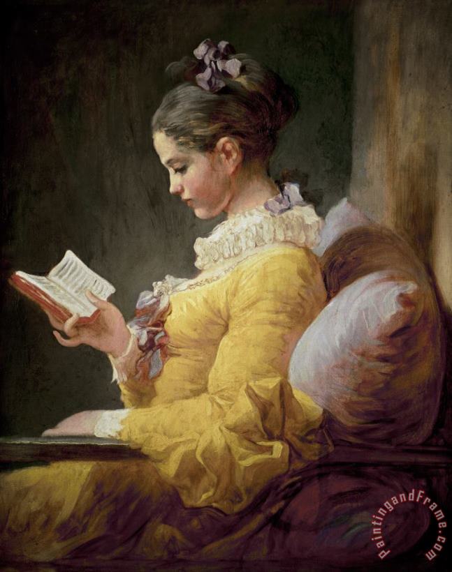 Young Girl Reading painting - JeanHonore Fragonard Young Girl Reading Art Print