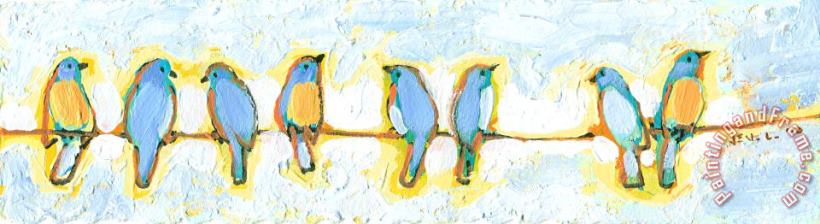 Eight Little Bluebirds painting - Jennifer Lommers Eight Little Bluebirds Art Print