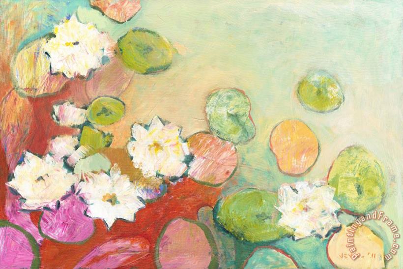 Waterlillies at Dusk No 2 painting - Jennifer Lommers Waterlillies at Dusk No 2 Art Print