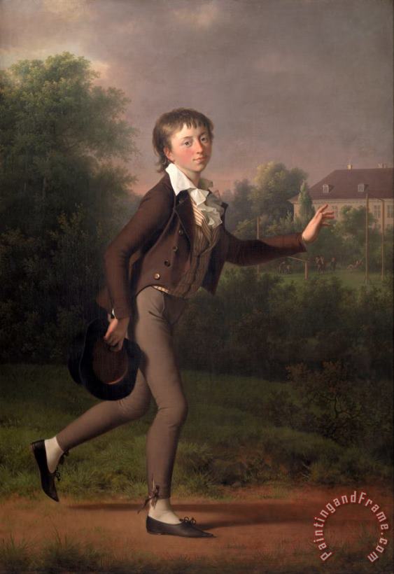 A Running Boy. Marcus Holst Von Schmidten painting - Jens Juel A Running Boy. Marcus Holst Von Schmidten Art Print