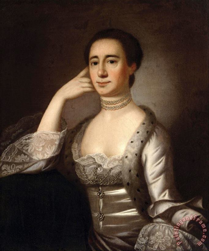 Portrait of Mrs. John Champneys painting - Jeremiah Theus Portrait of Mrs. John Champneys Art Print