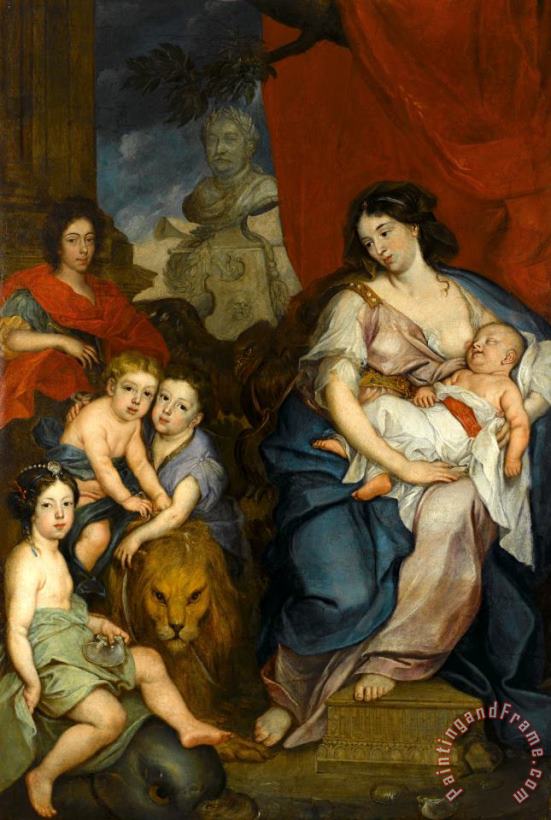 Jerzy Eleuter Szymonowicz Siemiginowski Portrait of Queen Maria Casimire with Children Art Print