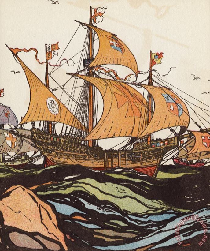 J.L. Kraemer One of Portugese Explorer Ferdinand Magellan's Ships Art Print
