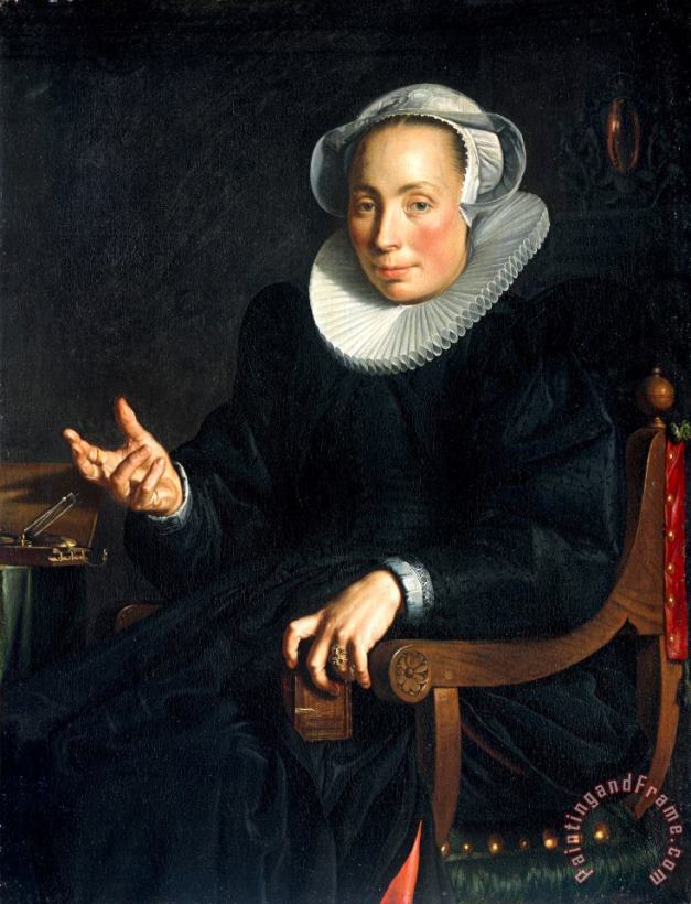 Joachim Anthonisz Wtewael Portrait of Christina Wtewael Van Halen (1568 1629) Art Painting