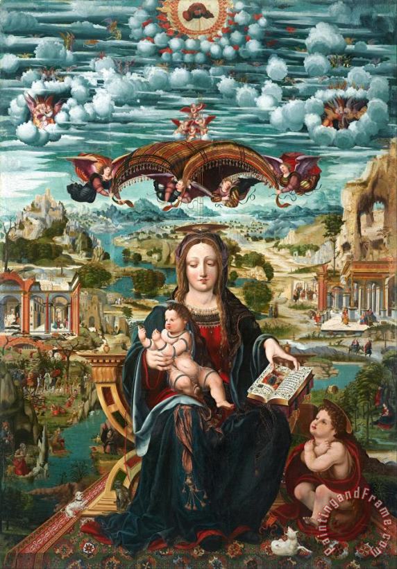 Joan de Burgunya  Virgin And Child with The Infant Saint John Art Painting