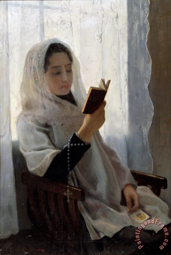 Joan Llimona Reading Art Painting