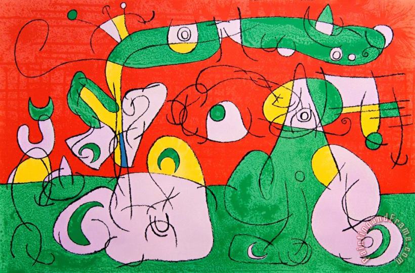 Bougrelas And His Mother Iii,1966 painting - Joan Miro Bougrelas And His Mother Iii,1966 Art Print