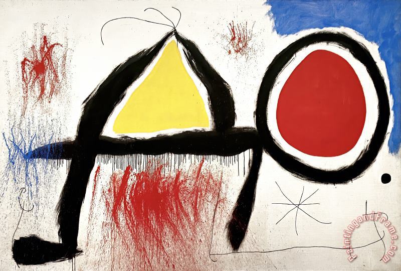 Joan Miro Character in Front of The Sun Art Painting