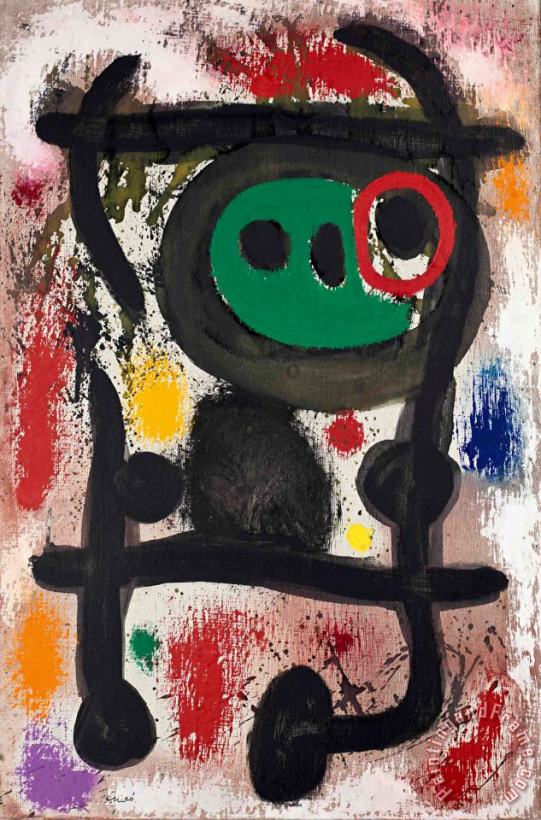 Deux Personnages, 1965 painting - Joan Miro Deux Personnages, 1965 Art Print