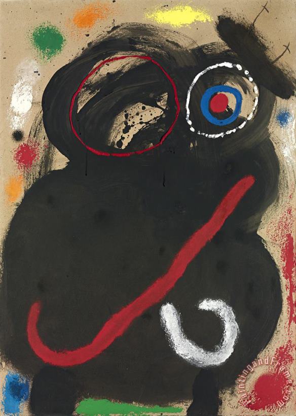 Joan Miro Femme Et Oiseau, 1965 Art Painting