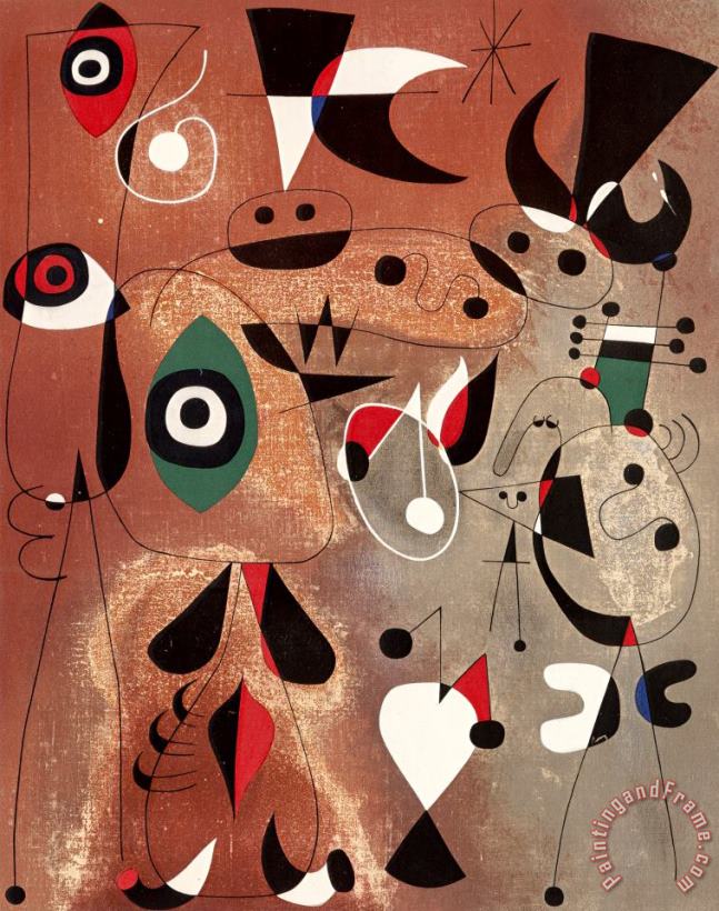 Joan Miro Femmes, Oiseaux, Etoile, 1960 Art Painting