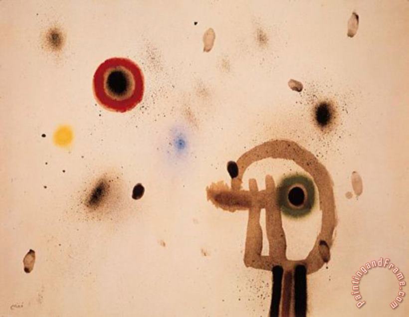 Joan Miro Figur Vor Sonne Art Painting