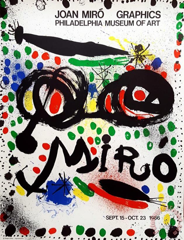 Graphics Philadelphia Museum of Art, 1966 painting - Joan Miro Graphics Philadelphia Museum of Art, 1966 Art Print