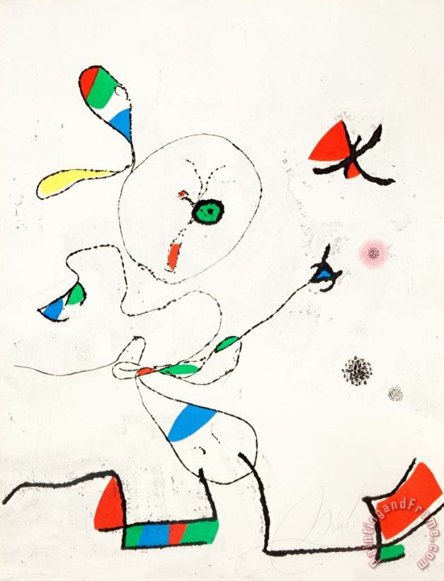 Joan Miro La Chasse Aux Papillions, 1975 Art Print