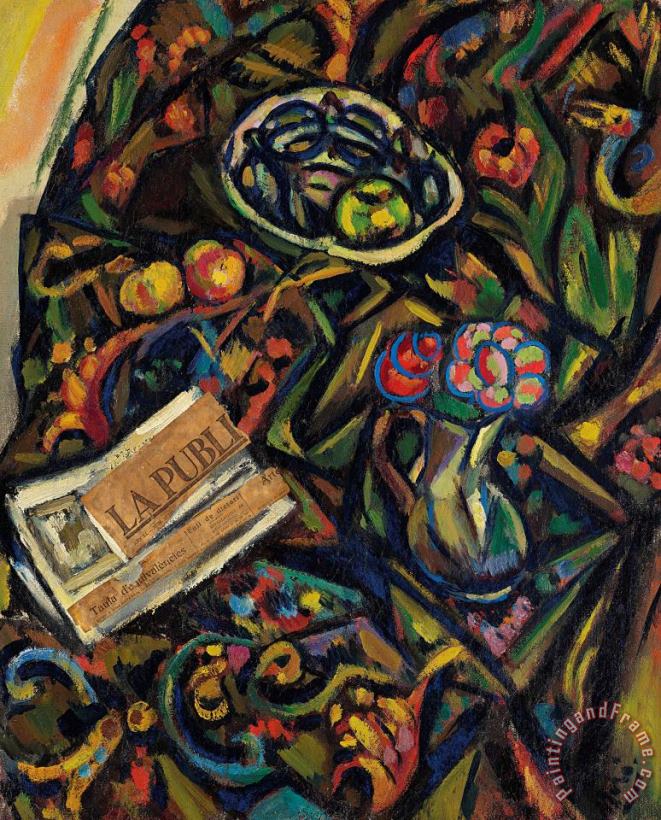 La Publicitat Et Le Vase De Fleurs, 1929 painting - Joan Miro La Publicitat Et Le Vase De Fleurs, 1929 Art Print