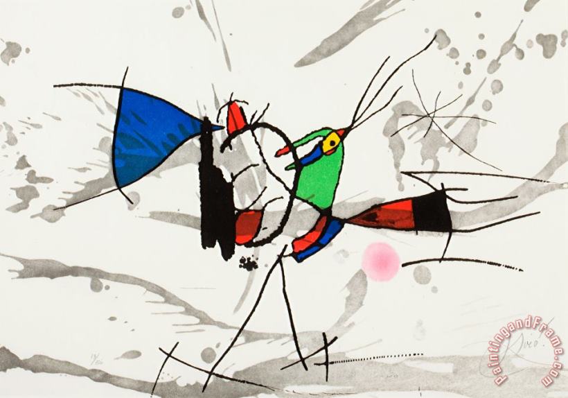 Joan Miro Le Cri Du Coq De Bruyere , 1973 Art Painting