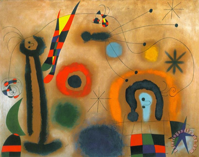 Joan Miro Libelle Mit Roten Flugeln Eine Schlange Jagend Art Painting