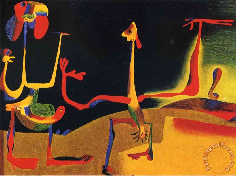 Man And Woman in Front of a Pile of Excrement painting - Joan Miro Man And Woman in Front of a Pile of Excrement Art Print