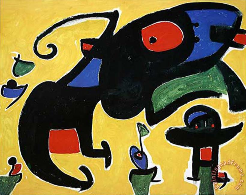 Joan Miro Personatges I Ocells Amb Un Gos C 1978 Art Painting