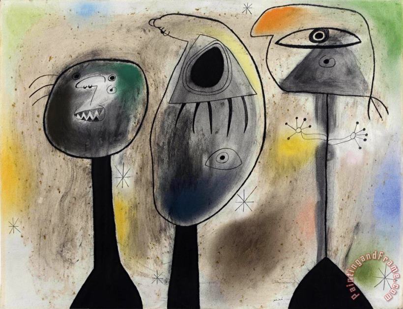 Joan Miro Personnages Dans La Nuit, 1942 Art Painting