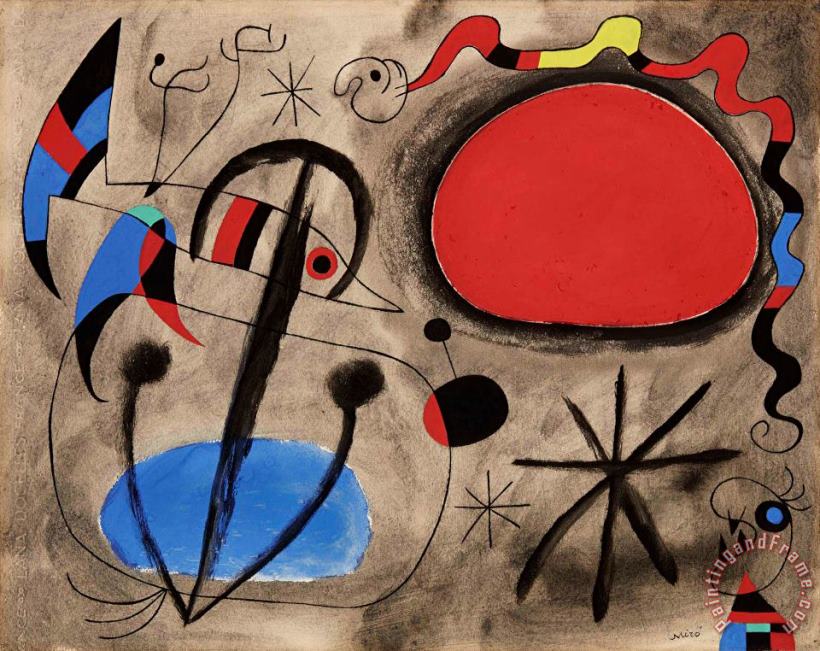 Sans Titre, 1954 painting - Joan Miro Sans Titre, 1954 Art Print