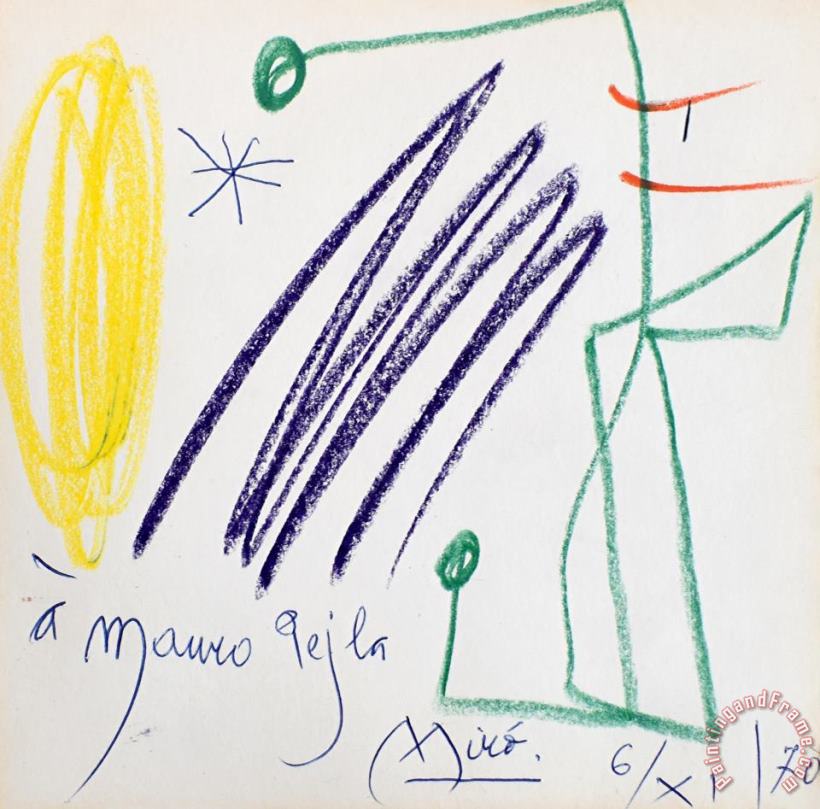 Joan Miro Untitled (mauro Pejla) Sans Titre, 1970 Art Painting