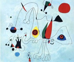 Joan Miro Women And Birds at Sunrise