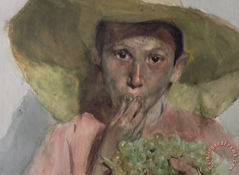Joaquin Sorolla y Bastida Boy Eating Grapes Art Painting