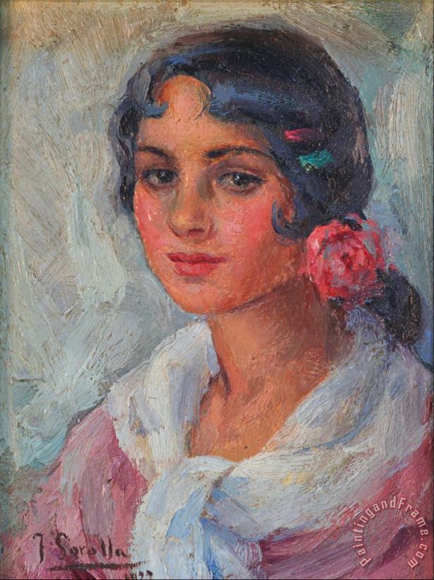 Joaquin Sorolla y Bastida Portrait of a Woman Art Painting