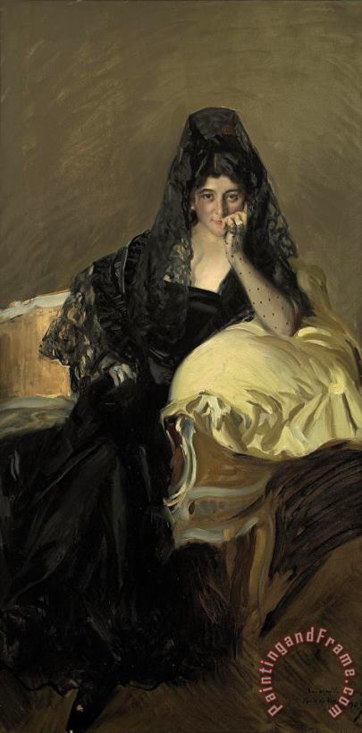 Joaquin Sorolla y Bastida Portrait of Senora De Urcola Wearing a Black Mantilla Art Print