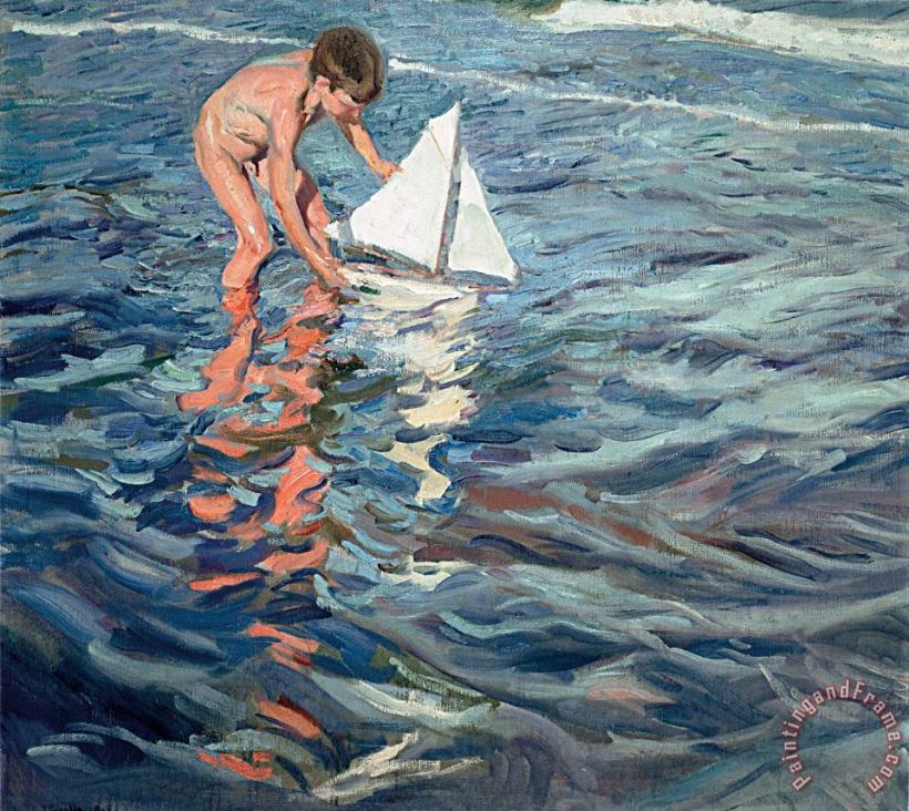 Joaquin Sorolla y Bastida The Little Sailing Boat Art Painting