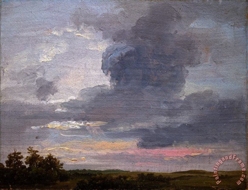 Cloud Study Over Flat Landscape painting - Johan Christian Dahl Cloud Study Over Flat Landscape Art Print