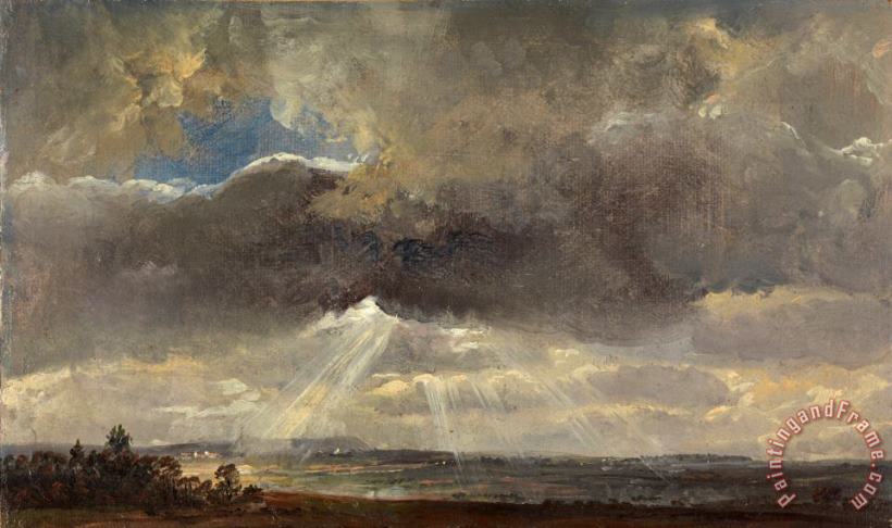 Johan Christian Dahl Clouds And Sunbeams Over The Windberg Near Dresden Art Print